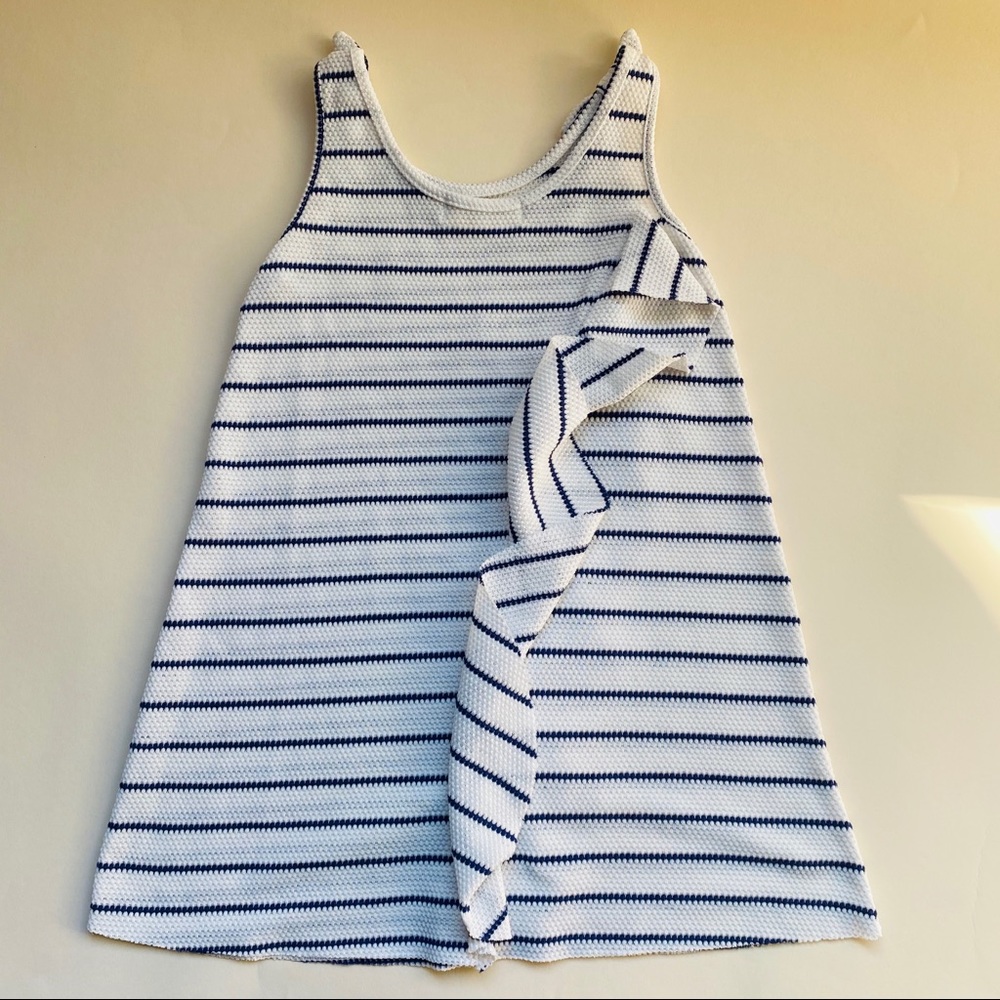 Zara White And Navy Blue Sleeveless Dress